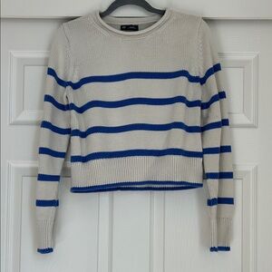 Striped Crewneck Sweater - Blue & Cream